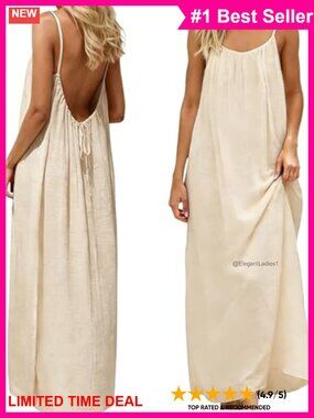 Backless Cami Lounge Dress Sleeveless Long House Dress Summer